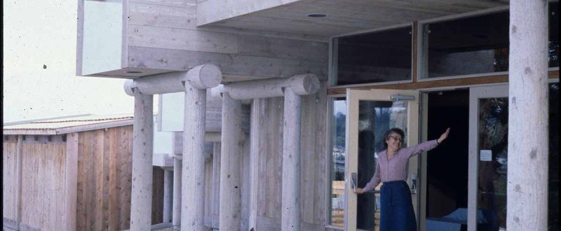 Gloria Cranmer Webster at U’mista Cultural Centre, ca. 1980.